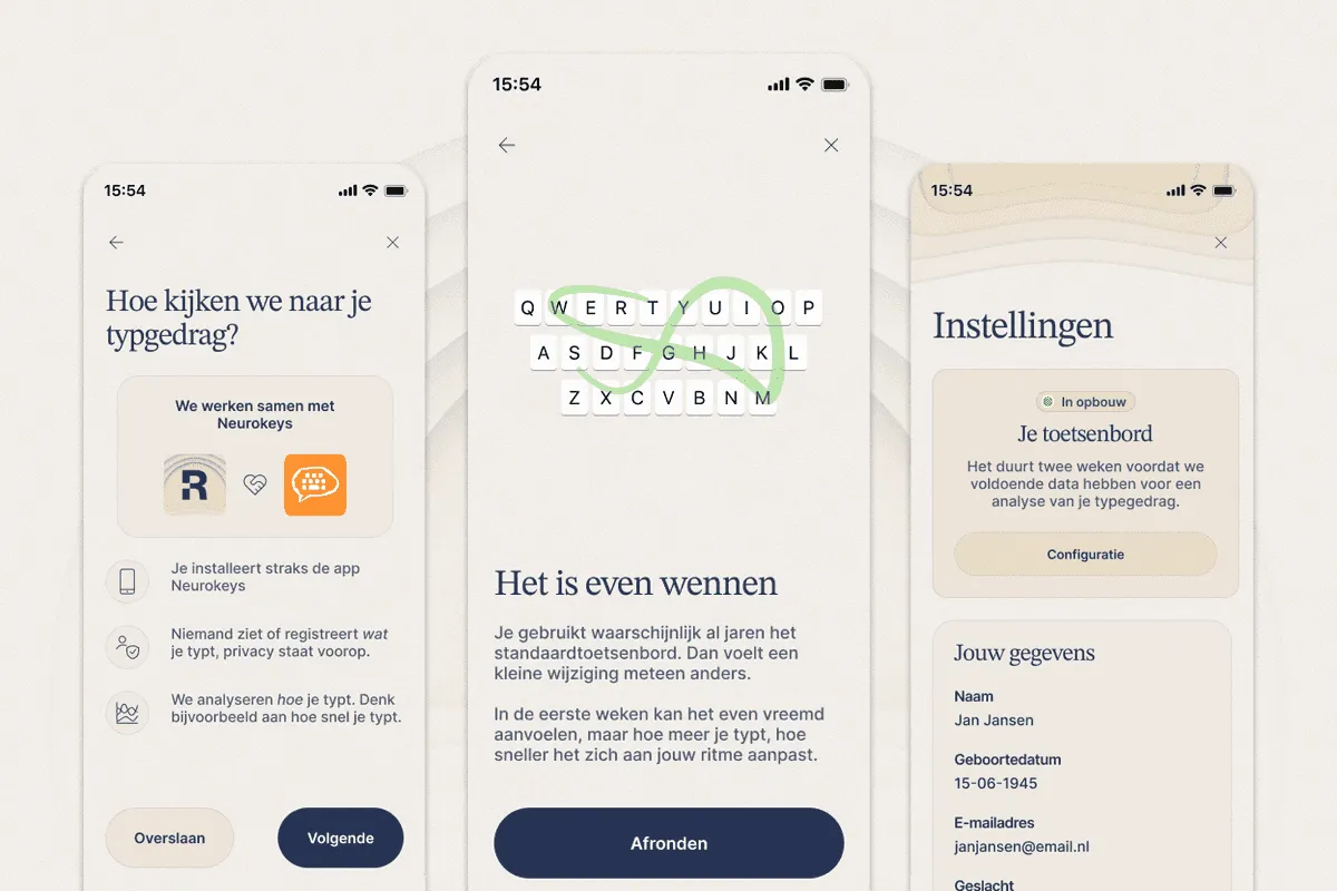 Voorbeeld van de typmeting in de Remind app