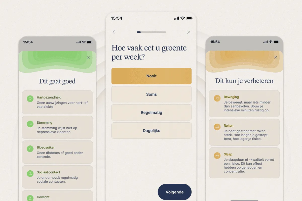 Voorbeeld van de LIBRA leefstijltest in de Remind app